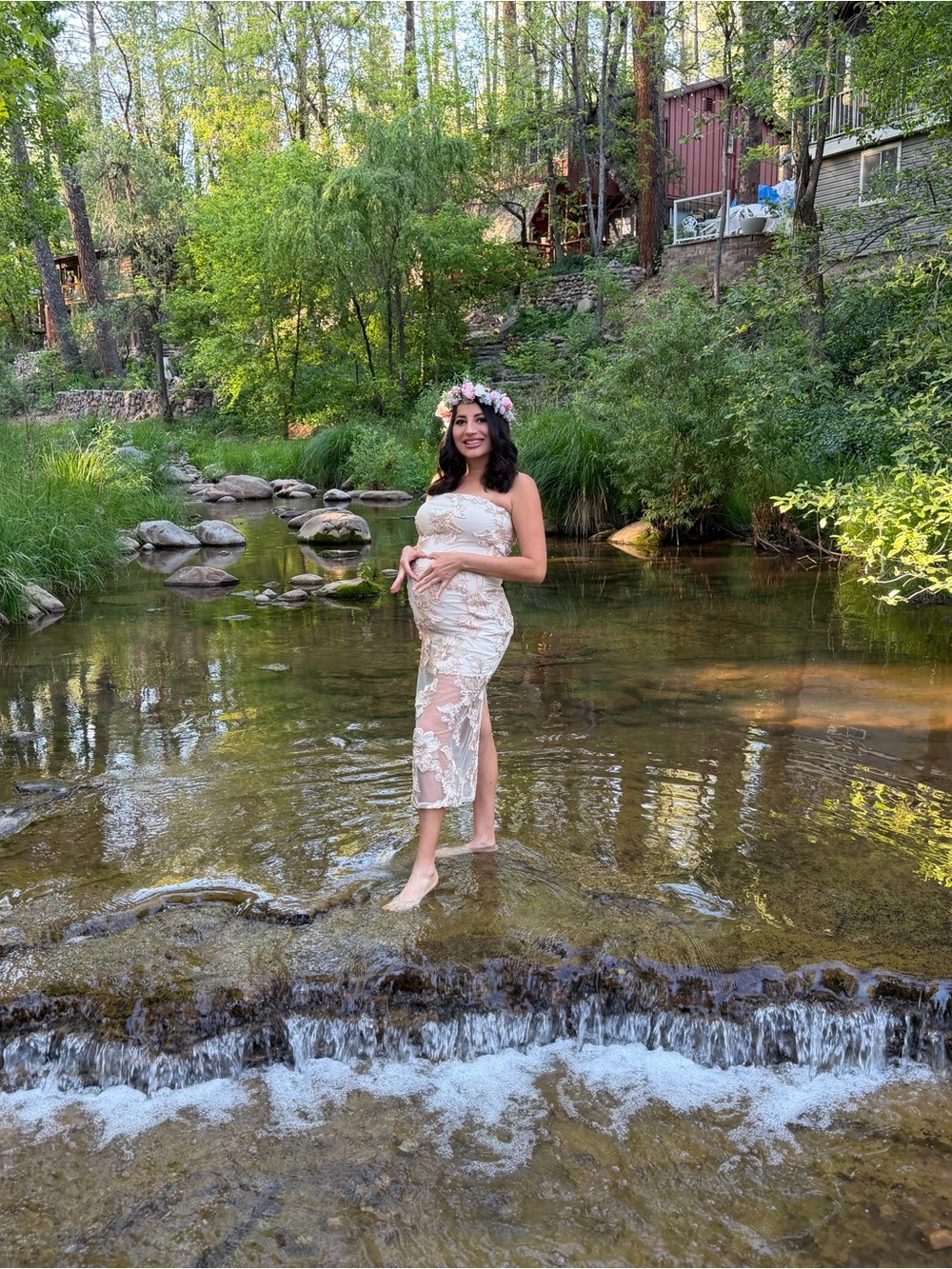 Camila Coelho Cream Lace Strapless Maxi Dress